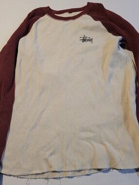 Stussy Raglan Thermal Two Toned Shirt Mens SIze XL